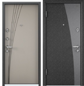 Дверь входная SUPER OMEGA 8 Color SP-10G Черный шелк RS-12 Кремовый ликер